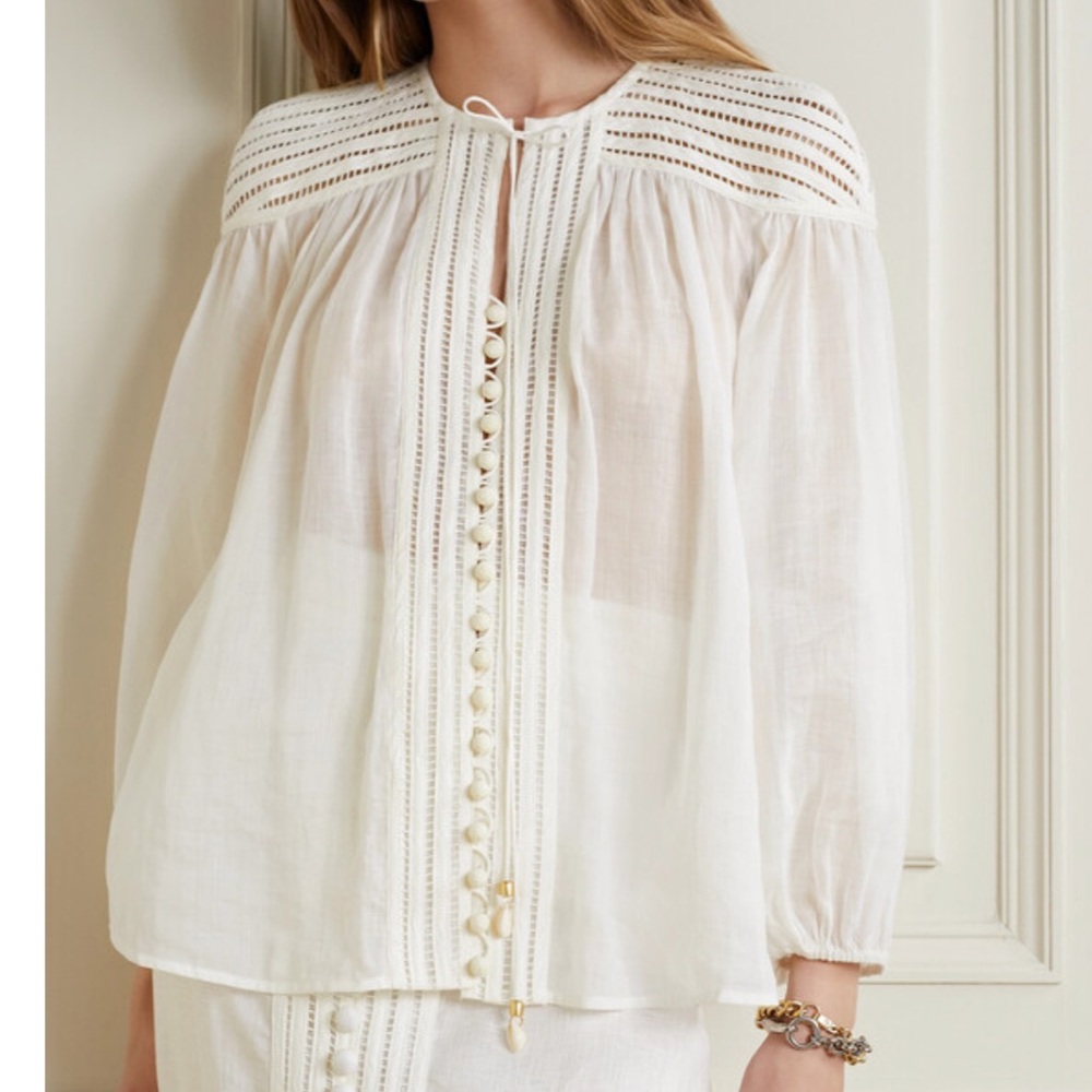 ZIMMERMAN Elegant White Blouse Size 3 - Picture 9 of 16